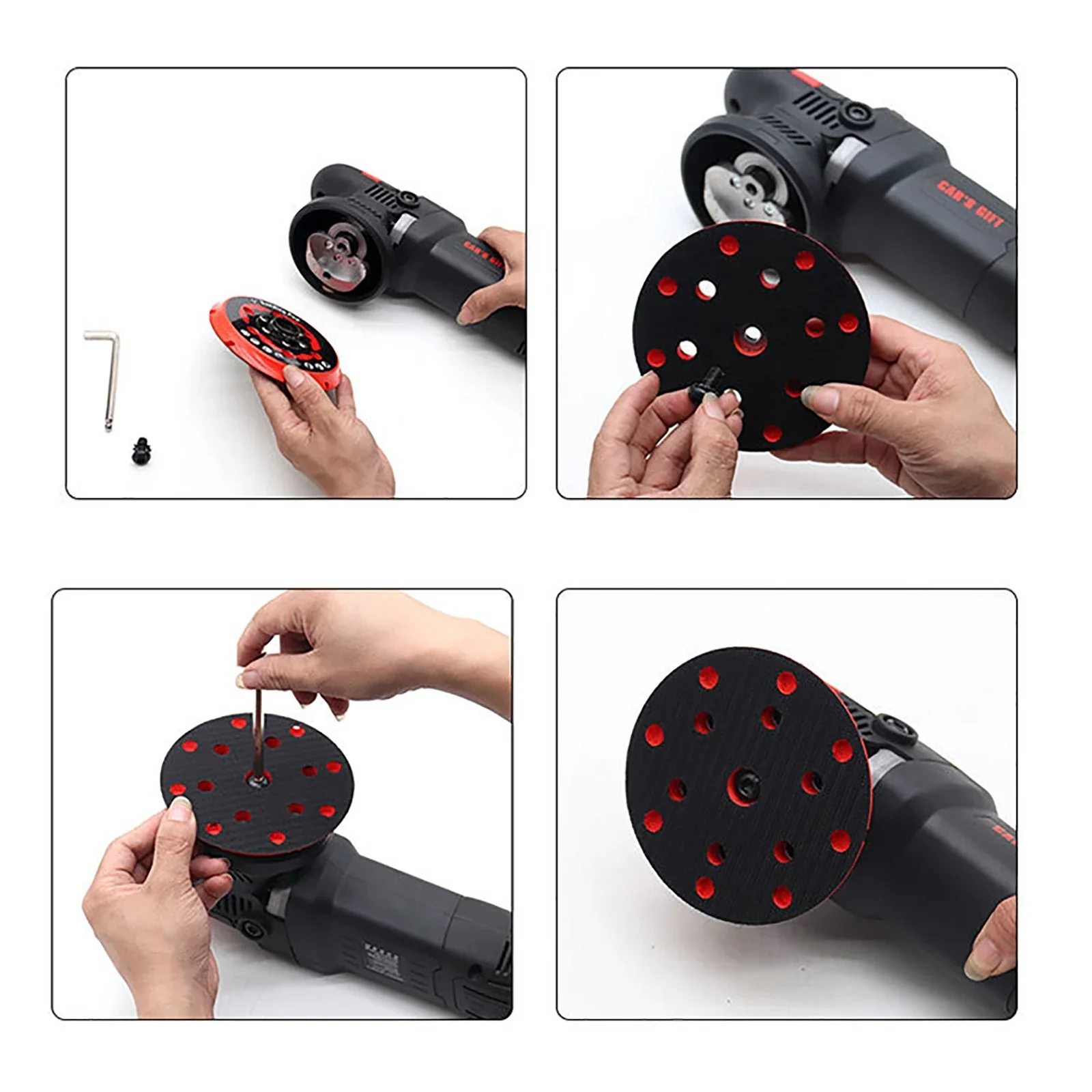 6-Hole DA Polisher Backing Plate | 5 & 6 Self-Adhesive Sanding Discs | Premium Grade - Thumbnail 3