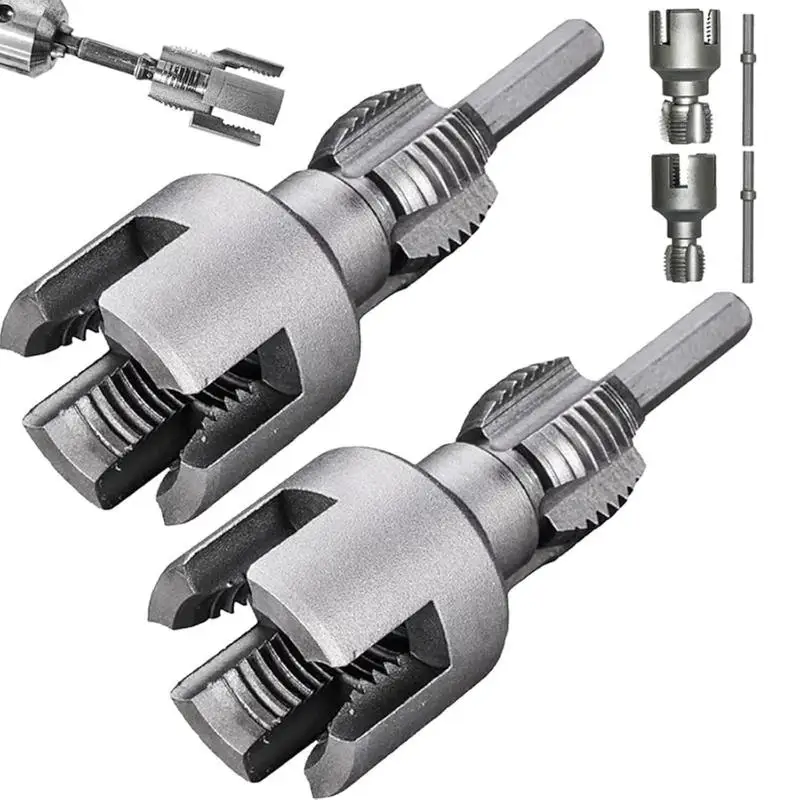 Pipe Thread Cutting Tool Integrated Internal & External Pipe Threading Tool Electric Drill Compatible PVC Pipe Threader Kit - Thumbnail 2