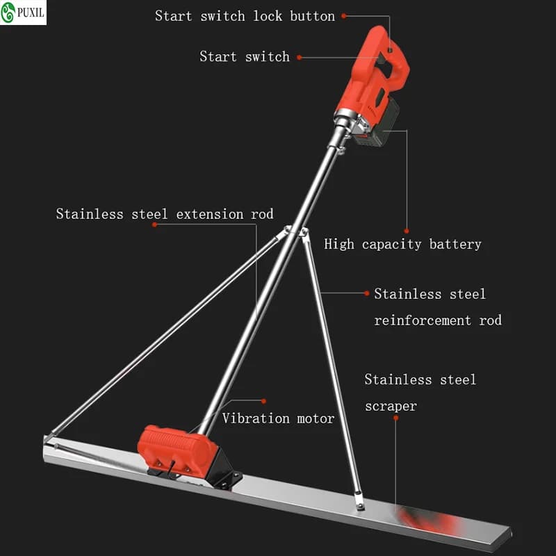 Cordless Concrete Screed | 100cm Vibration Ruler for Floor Leveling & Mortar Consolidation - Thumbnail 5