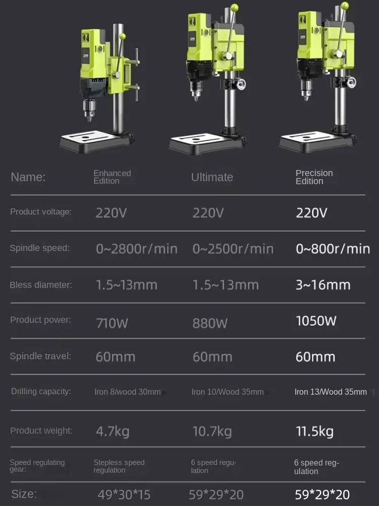 220V Industrial Bench Drill Press | High Precision Drilling & Milling | Workshop Power Tool - Thumbnail 2