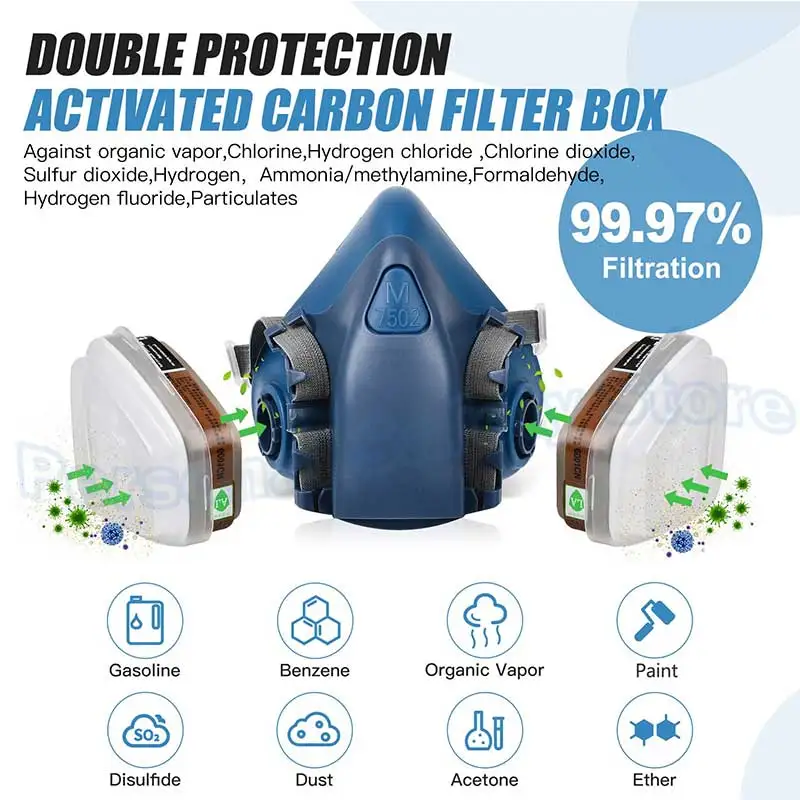 Half-Face Respirator for Painting & Chemicals | Multi-Gas & Particulate Filter - Thumbnail 3