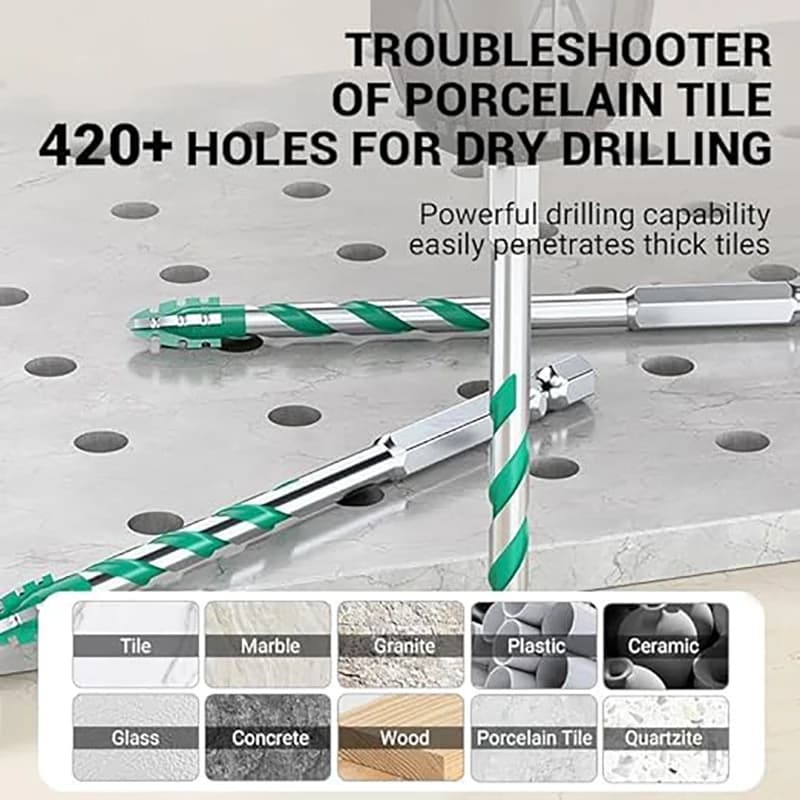 Carbide Drill Bit Set | 6-12mm Multi-Material Bits for Glass, Tile & Concrete - Thumbnail 5