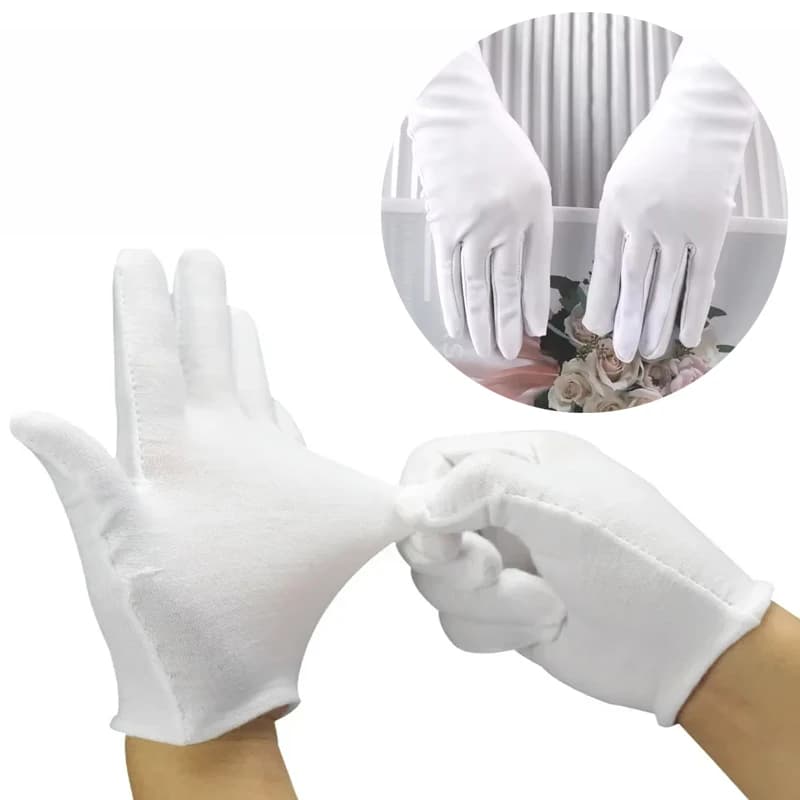 Cotton Work Gloves | Full Finger Protection | For Servers, Jewelry & Precision Tasks - Thumbnail 3