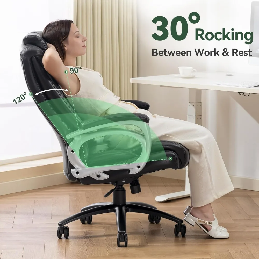 Heavy-Duty Big & Tall Office Chair | 500lb Capacity | High-Back PU Leather Executive Desk Chair - Thumbnail 5