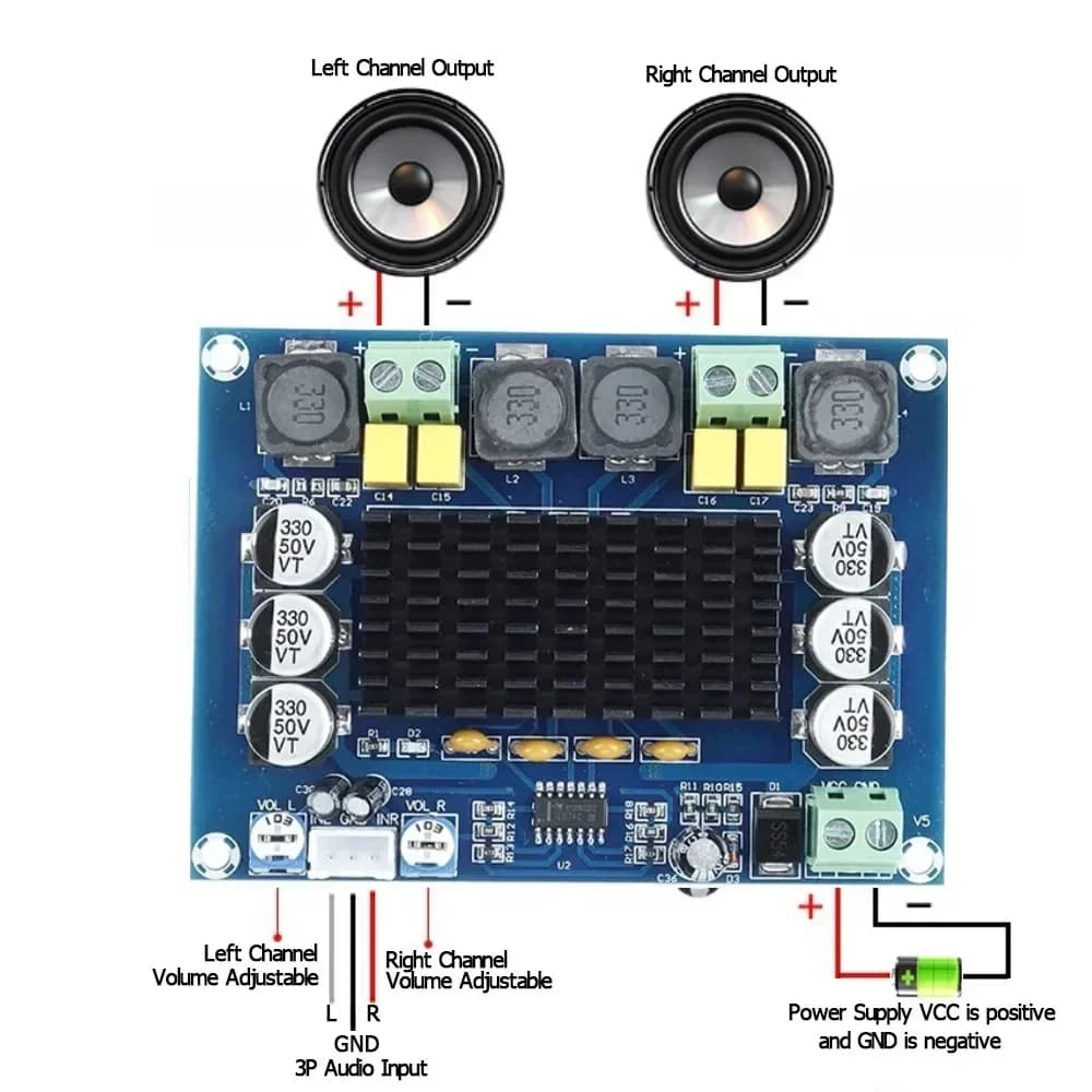 Stereo Amplifier Board | 240W High-Power Output | Dual-Channel DIY Audio Module - Thumbnail 6