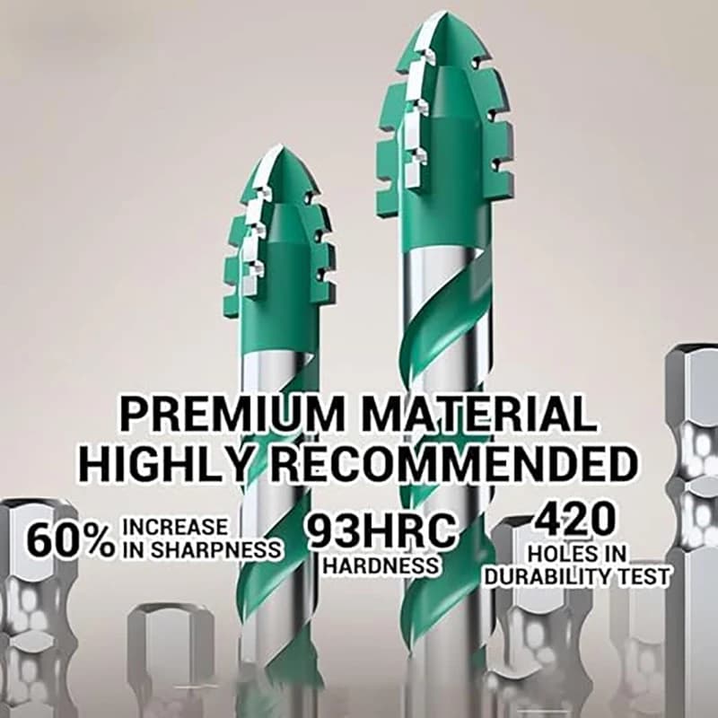 Carbide Drill Bit Set | 6-12mm Multi-Material Bits for Glass, Tile & Concrete - Thumbnail 2