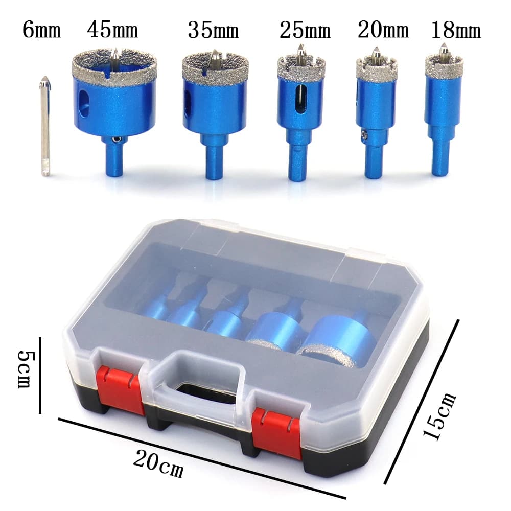 Diamond Drill Bit Set | 8-Piece for Tile, Glass & Stone | 6-45mm Hole Saws - Thumbnail 4