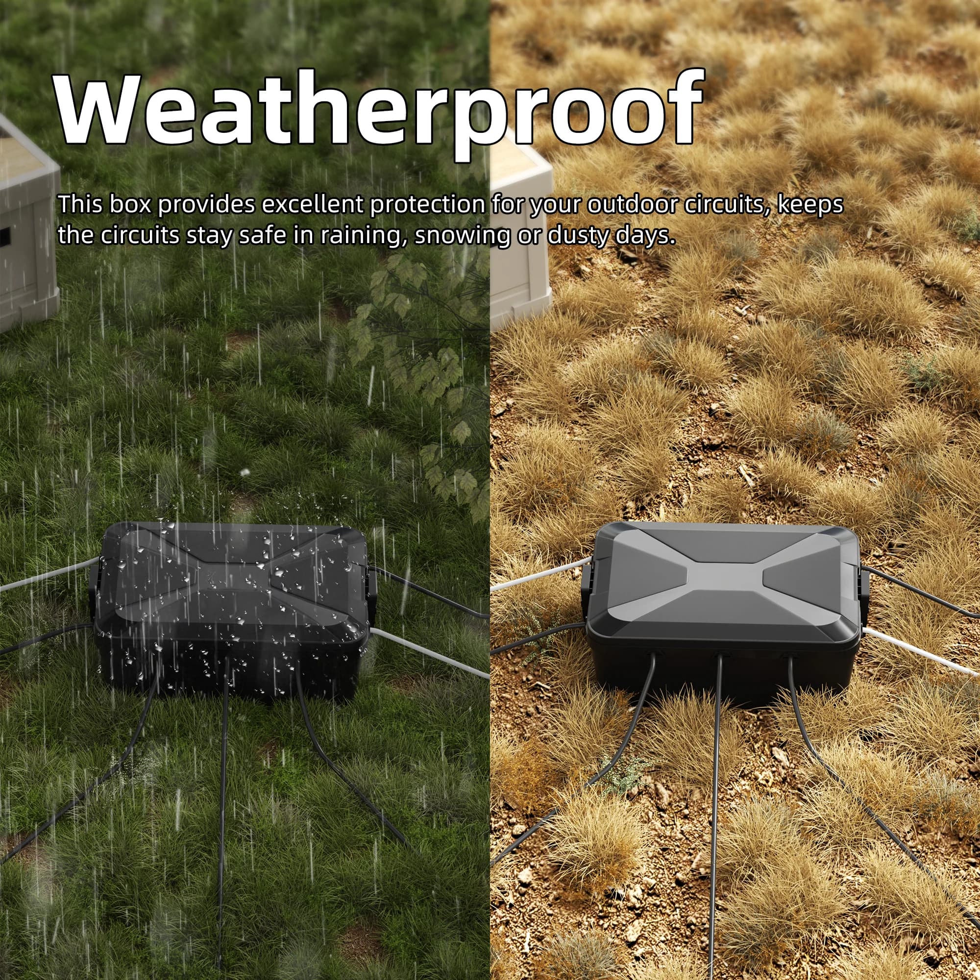 Heavy-Duty Outdoor Electrical Box | 13x8x5 Waterproof Cord Cover | Weatherproof Connection Enclosure - Thumbnail 4