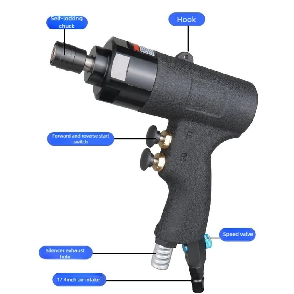 Pneumatic Screwdriver Gun | 5H-8H Impact Grade | 6.35mm Bit System | Industrial Air Tool - Thumbnail 4