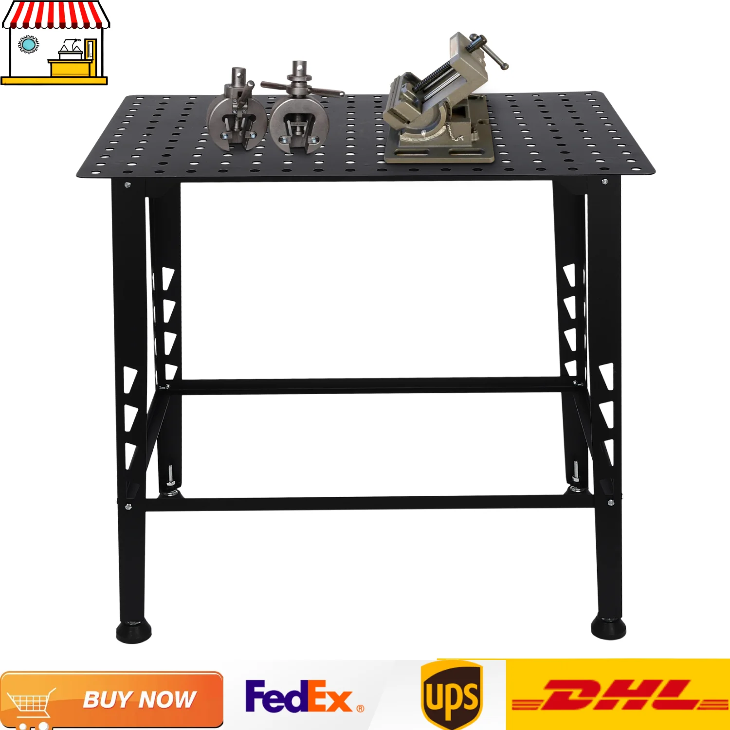 Heavy-Duty 2-Tier Welding Workbench | 600lb Capacity Steel Table | 36 x 24 Non-Slip Workstation - Thumbnail 2
