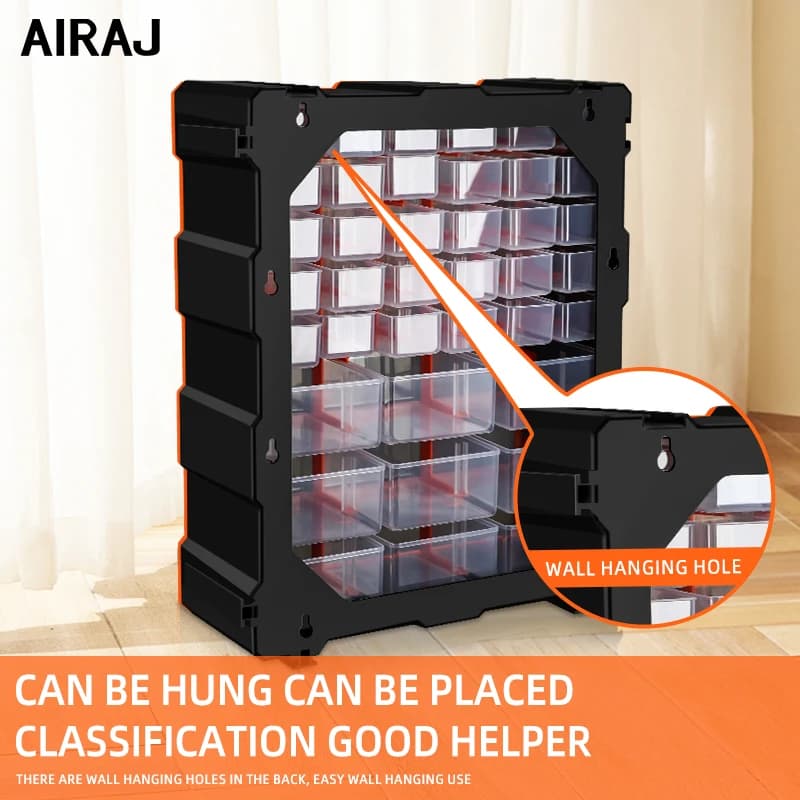 39-Drawer Parts Storage Box | Heavy-Duty Wall-Mounted Organizer | Tool & Electronic Component Case - Thumbnail 7