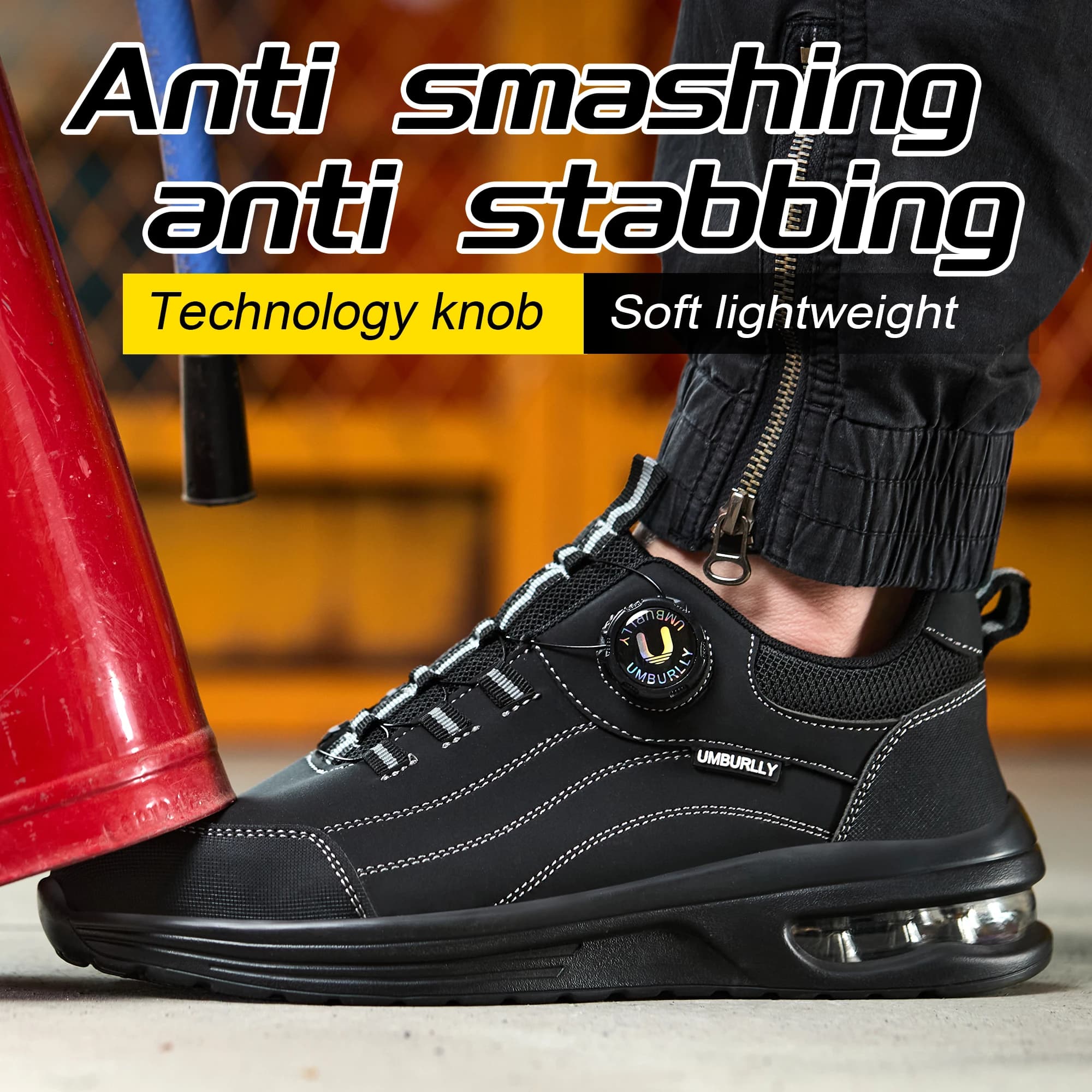 Construction Shoes | Steel Toe Kevlar Midsole & Air Cushion | Men's Safety Work Boots - Thumbnail 4
