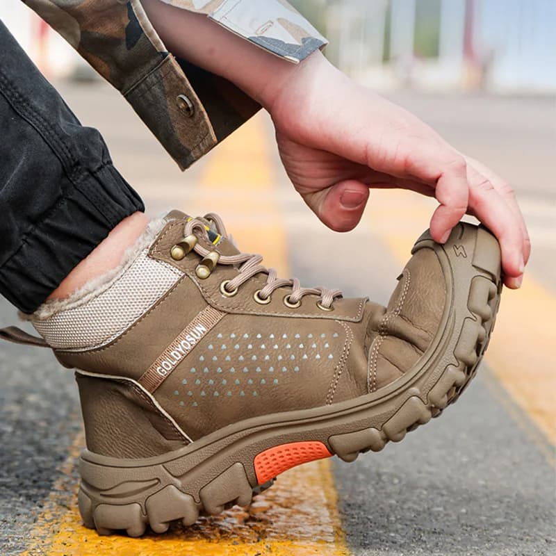 Steel Toe Work Boots | Thickened Wool & Non-Slip | Men's Snow & Security Shoes - Thumbnail 3