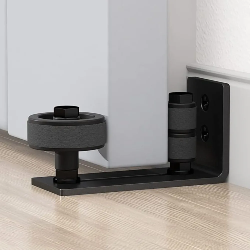Sliding Barn Door Floor Guide | Adjustable Black Hardware Kit with Mounting Screws - Thumbnail 5