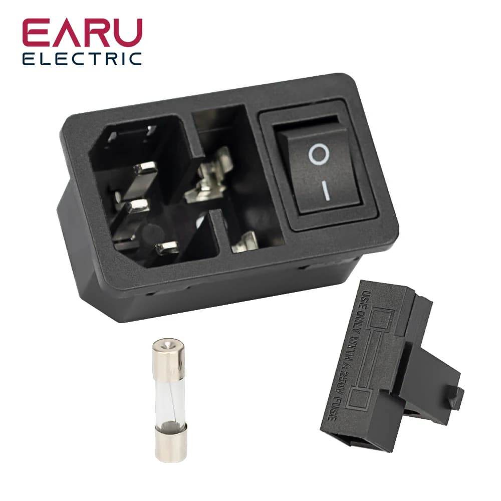 IEC C14 Fused Inlet Power Socket | 10A Fuse Protection | Rocker Switch in Multiple Colors - Thumbnail 3
