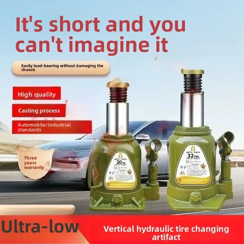 12mm Hydraulic Bottle Jack | Heavy-Duty Low-Profile Repair Tool for Trucks & Buses - Thumbnail 2