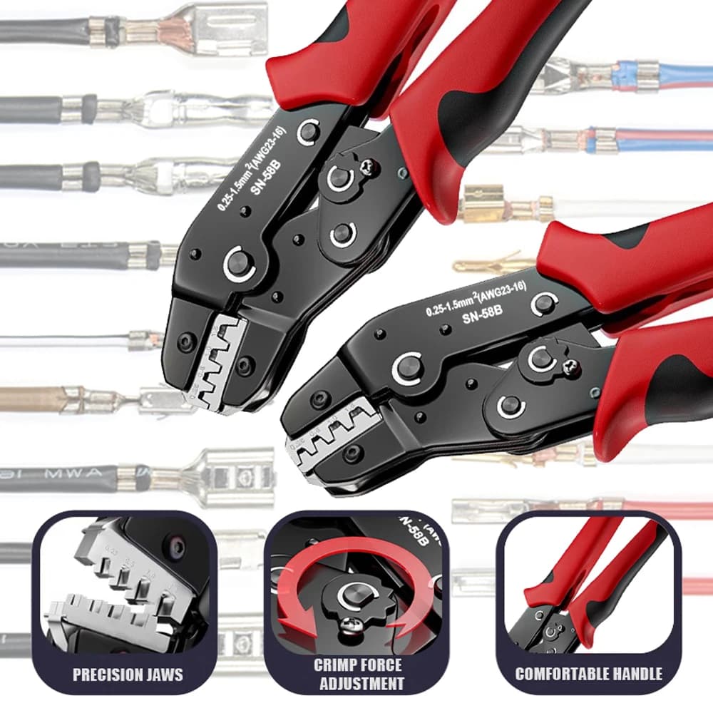 Ratcheting Crimping Tool Kit | For Dupont, JST, and Molex Connectors | SN-58B - Thumbnail 2