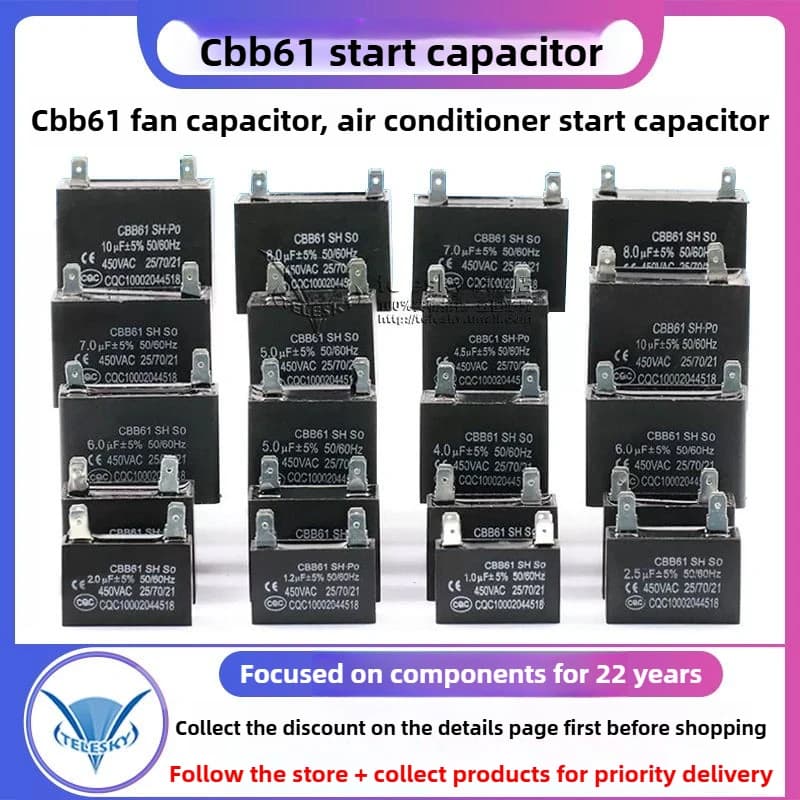 Motor Start Capacitor | 450V AC | 1-12uF Range | For Ceiling Fans & AC Units - Thumbnail 2