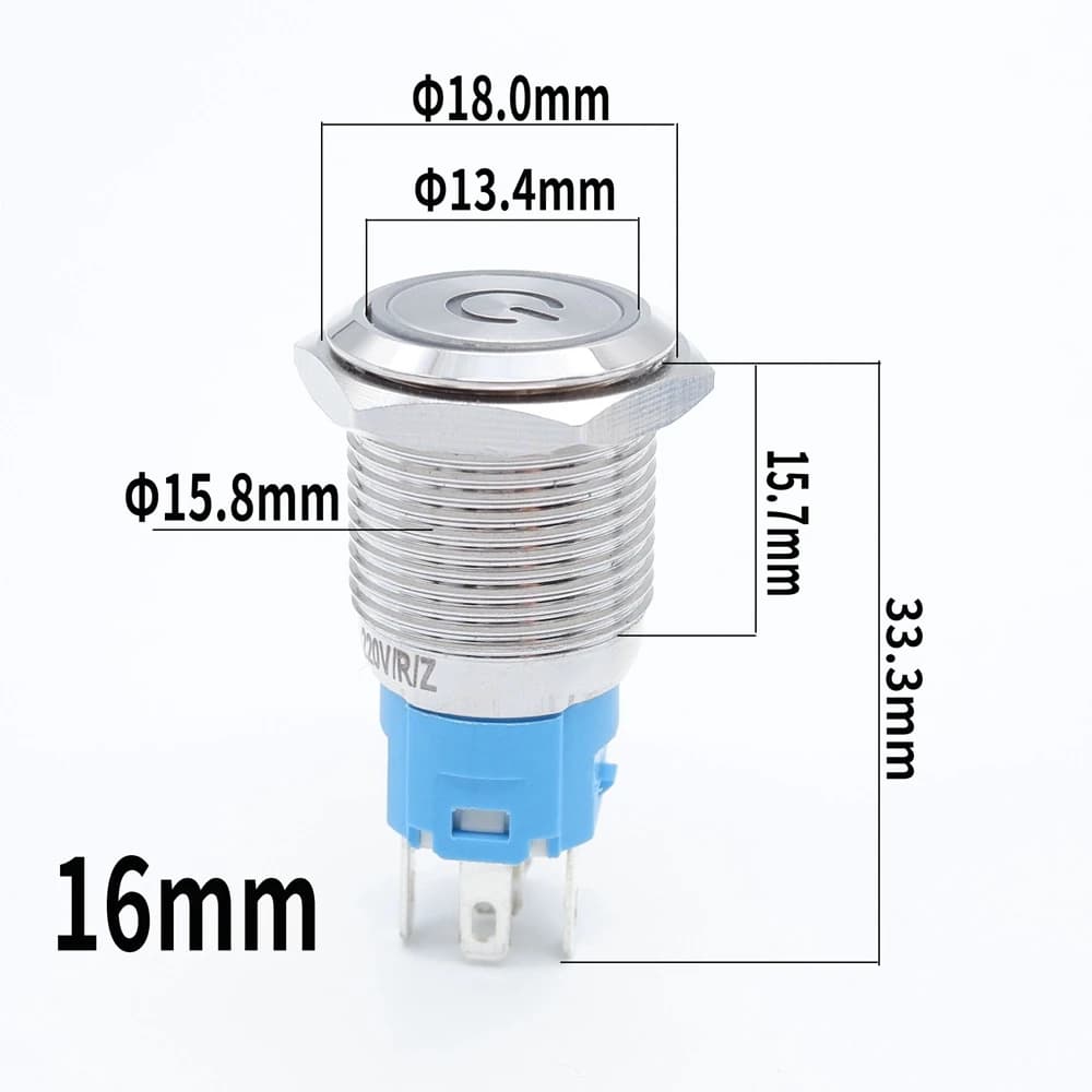 Waterproof Power Switch Kit | 10-Pack 16mm & 19mm Push Buttons | 12V LED & Accessory Control - Thumbnail 4