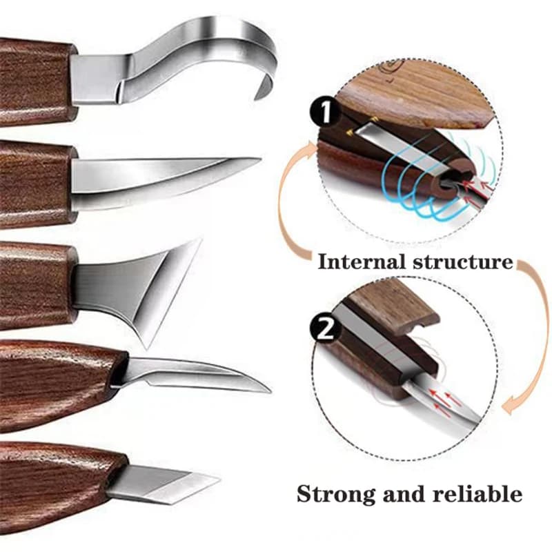 Wood Carving Knife Set | Handcrafted Spoon & Detail Carving Tools | Premium Woodworking Hand Tools - Thumbnail 5