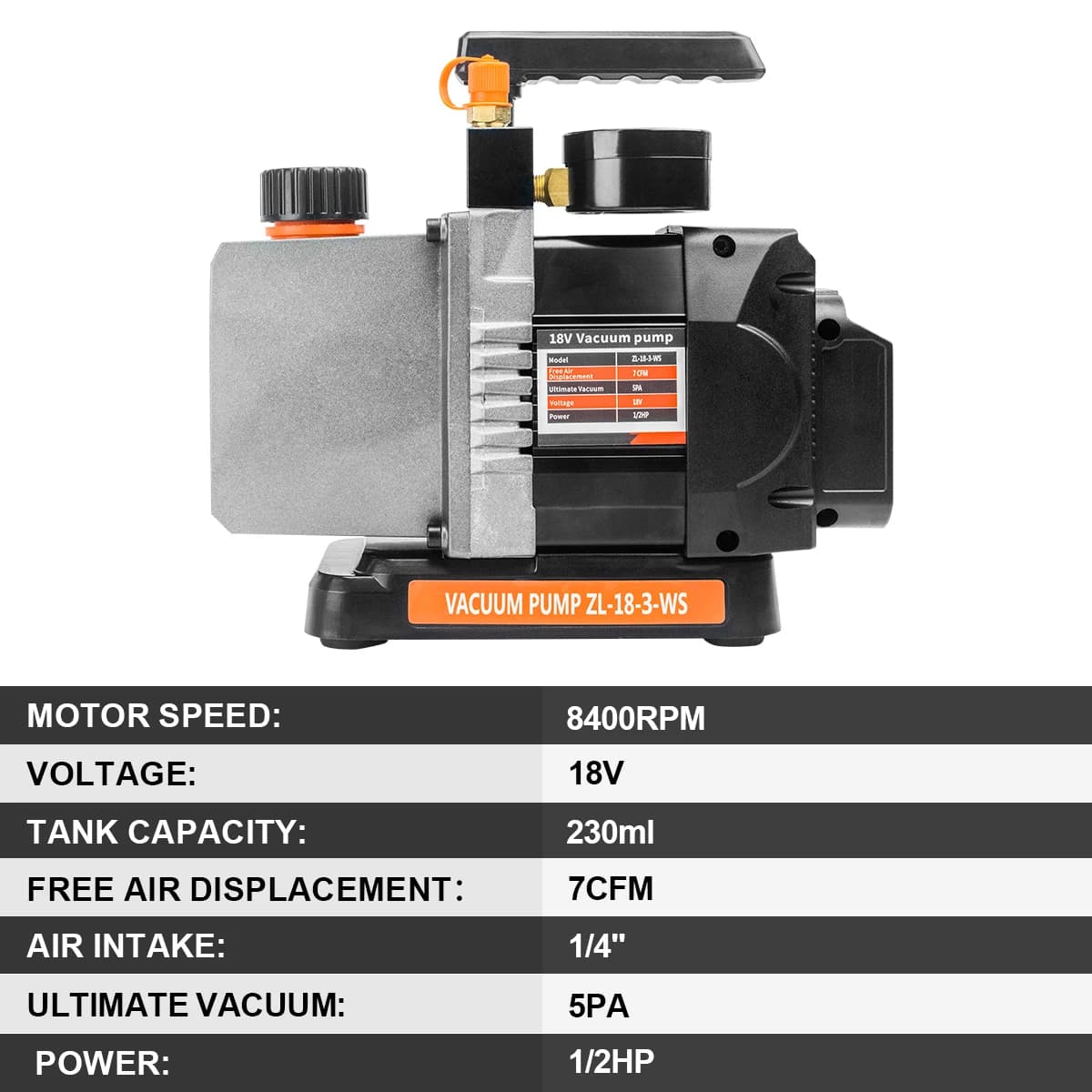 Makita 18V Brushless Vacuum Pump | 7CFM 1/2HP High-Performance | For Car & Home Air Conditioning Systems - Thumbnail 2