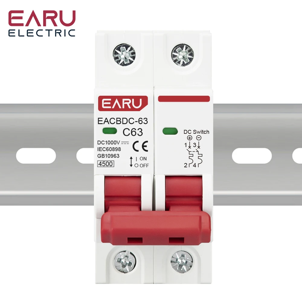 2-Pole DC Solar Circuit Breaker | 1000V Photovoltaic MCB | 6A-63A Overload Protection - Thumbnail 3