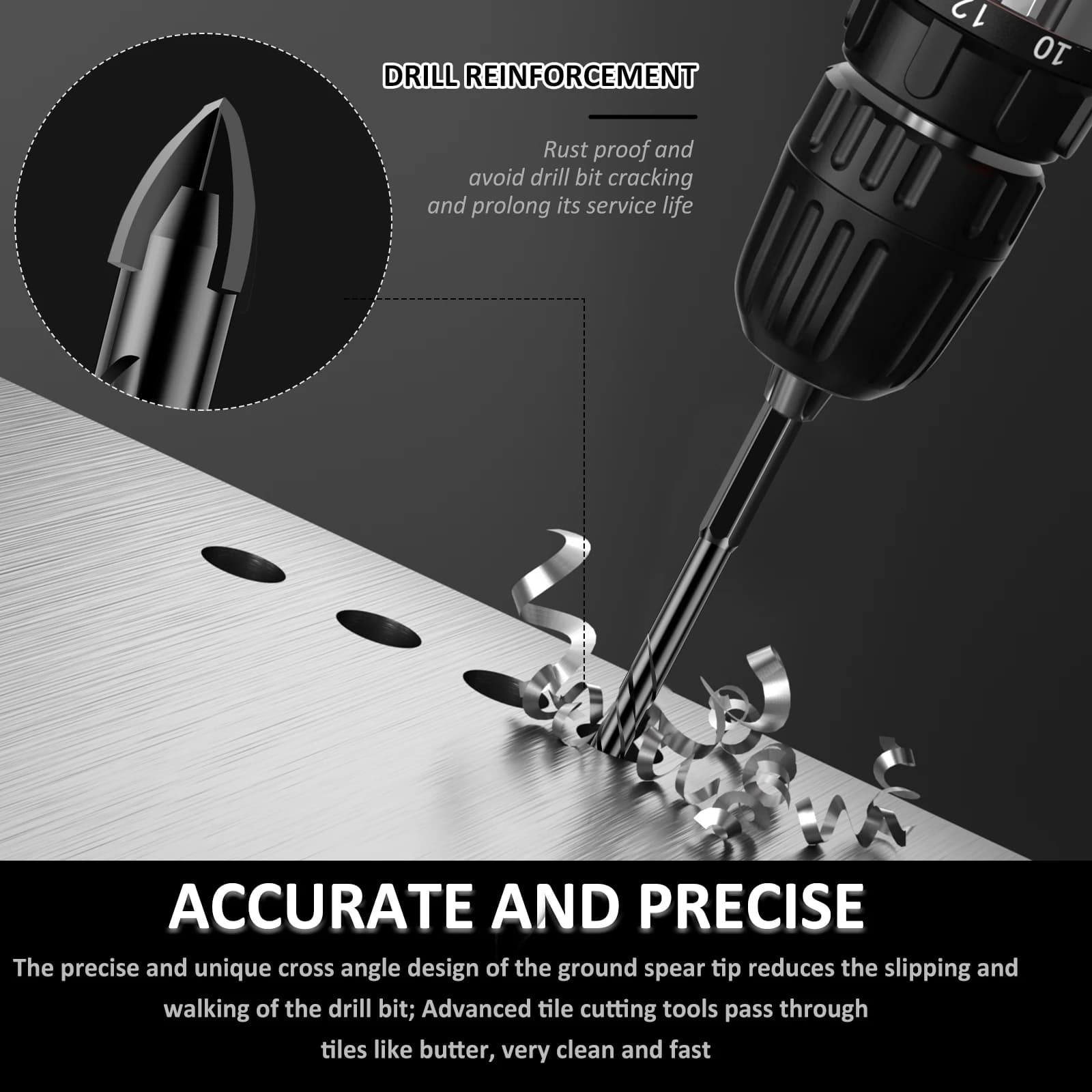 7-Piece Carbide Drill Bit Set | 3-12mm for Tile, Glass & Concrete | Masonry & Woodworking Tools - Thumbnail 4