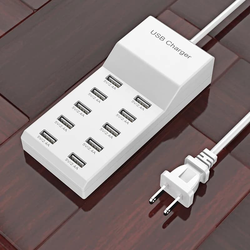 10-Port USB Charging Station | 5V High-Speed Power Hub | EU Wall Adapter for Home & Travel - Thumbnail 3