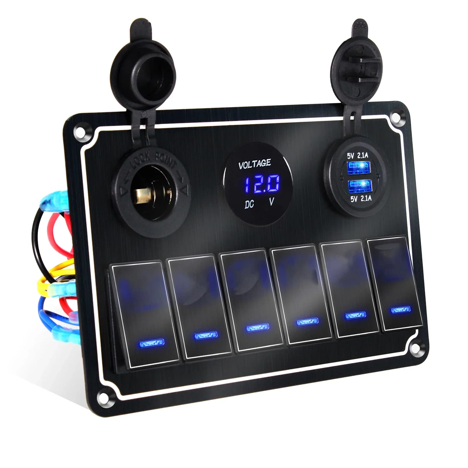 Marine-Grade Switch Panel | 4/6/8-Gang Digital Display with USB Port | 12V Waterproof for Boats & RVs - Thumbnail 4