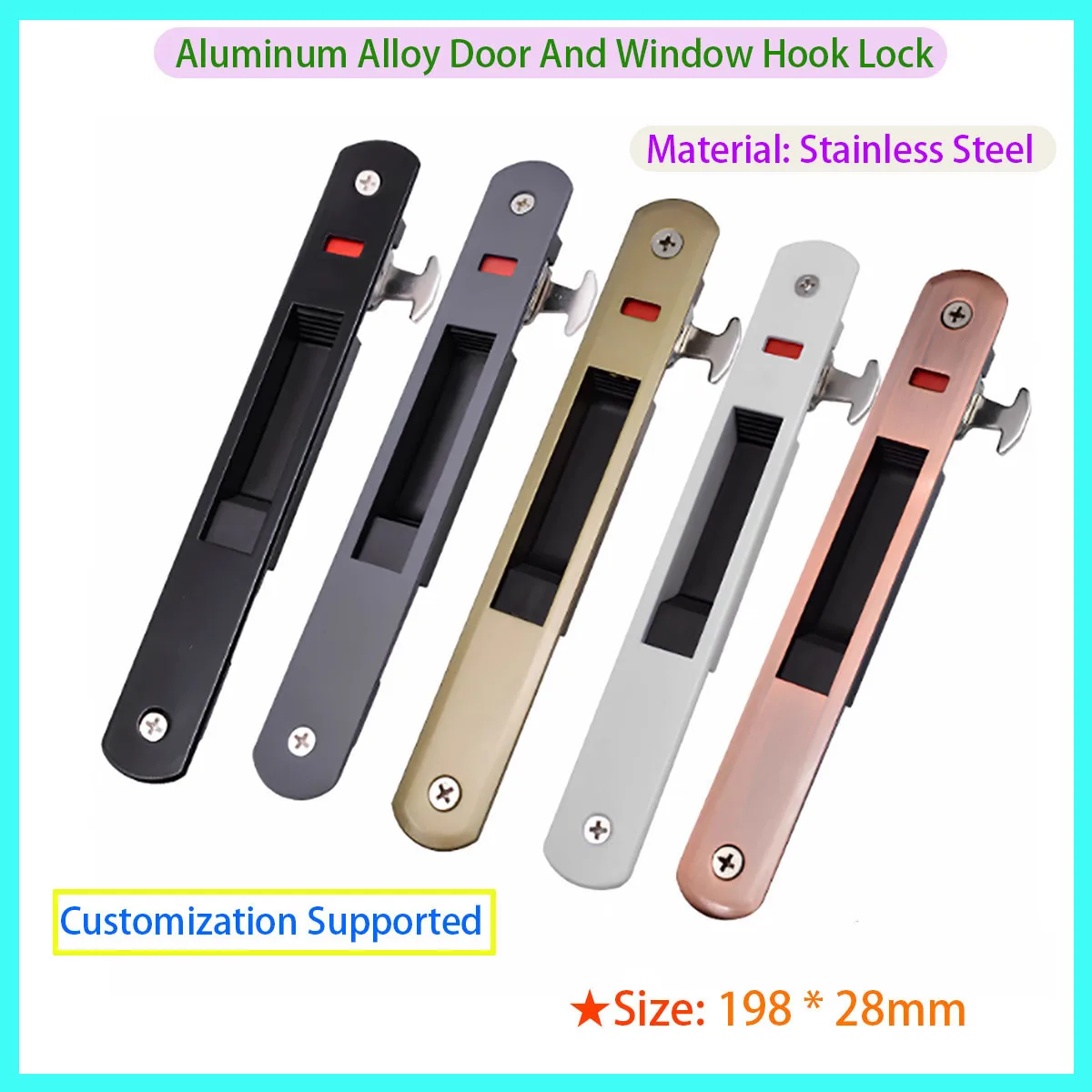 Window Lock | Zinc Alloy 90 Type Embedded Lock | Durable Sliding Door Hardware - Thumbnail 2