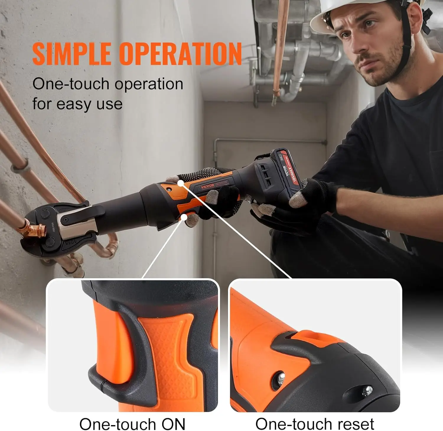 18V Cordless Pipe Crimping Tool | ProPress System for 1/2 Pipes | Heavy-Duty - Thumbnail 6