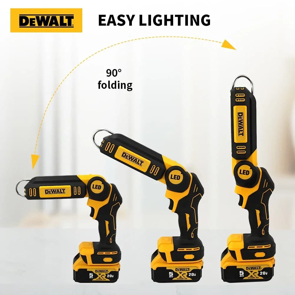 Dewalt 20V Lithium Battery 90 Degree Folding LED Work Light Handheld Multifunctional Portable Camping Torch for Outdoor Camping - Thumbnail 3