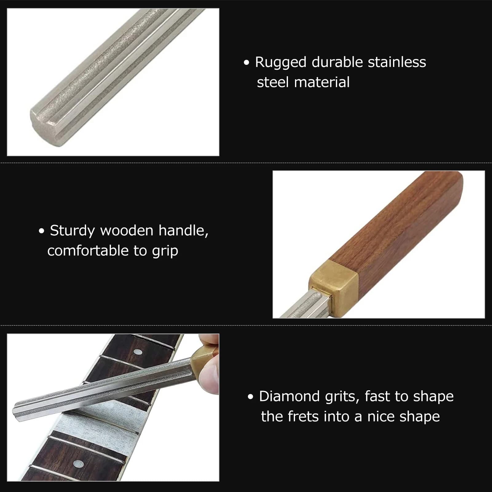 Guitar Fret File Set | 4-Sided Precision Tool with Fingerboard Protectors - Thumbnail 4