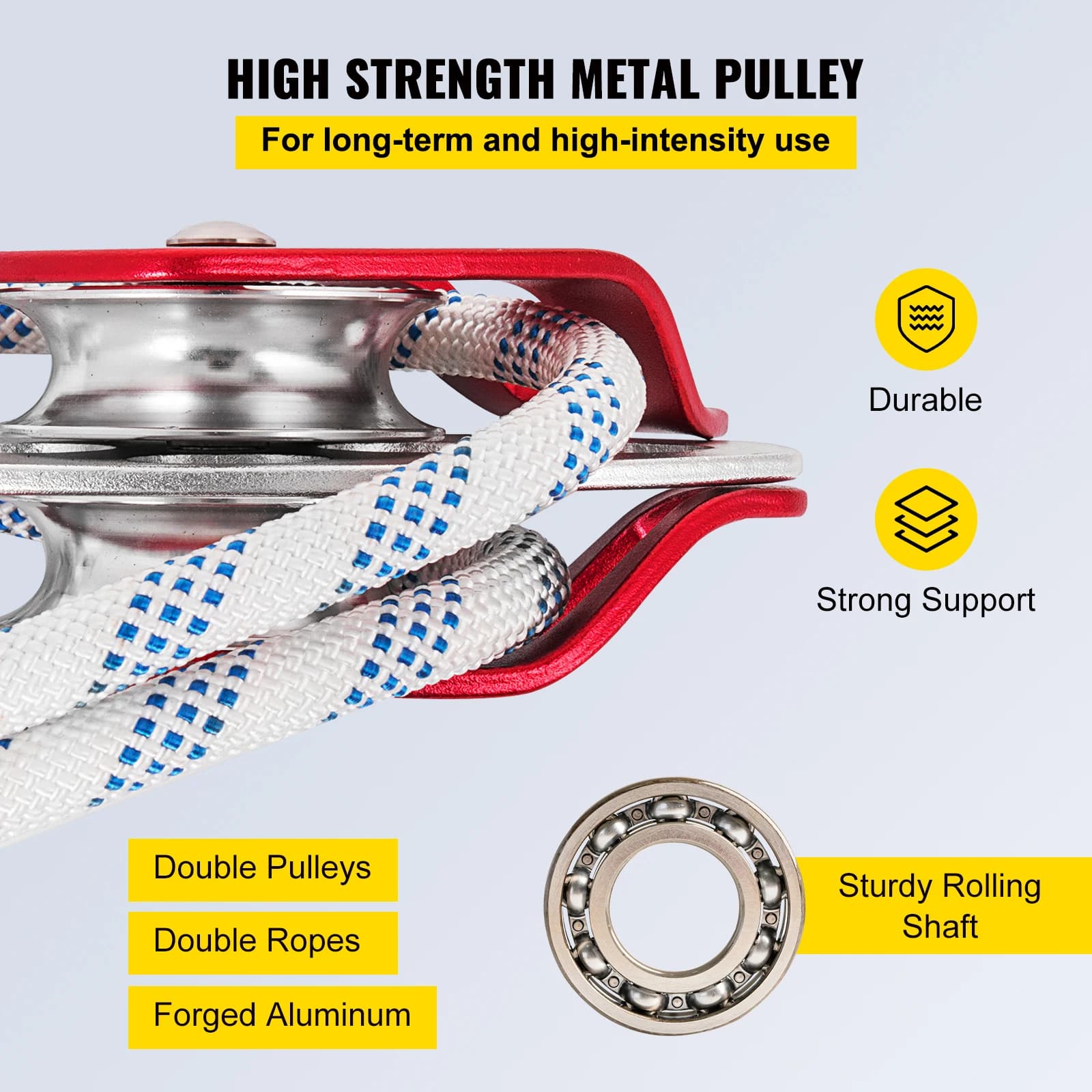 Heavy-Duty Block & Tackle Pulley System | 7700LB Capacity | 100FT Braided Rope for Lifting & Rigging - Thumbnail 4