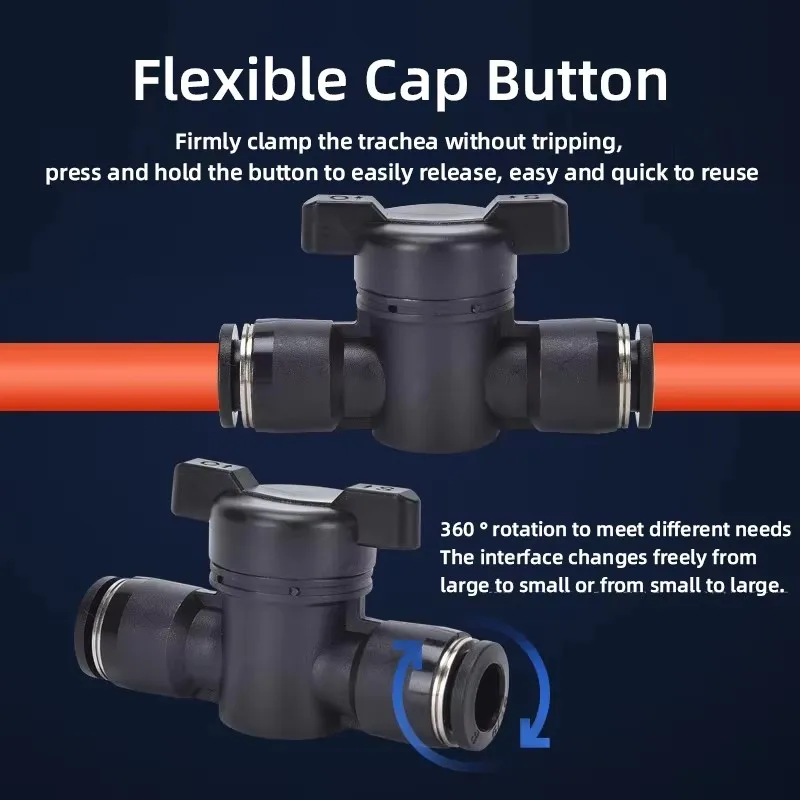 Manual Ball Valve | 4-12mm Push-to-Connect Fittings | Pneumatic Flow Control Switch - Thumbnail 6