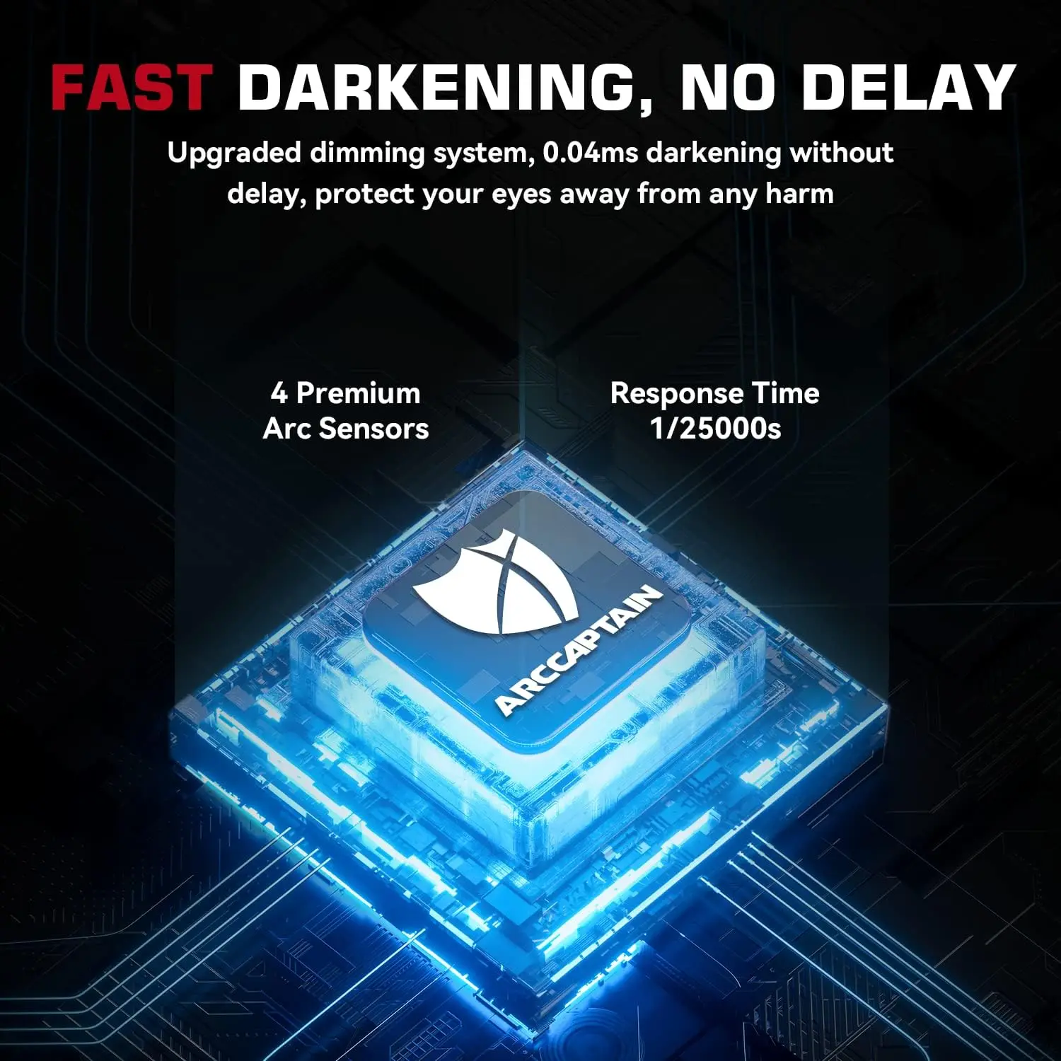 Auto-Darkening Welding Helmet | 4-Sensor Solar Powered | TIG MIG ARC Welder Protection - Thumbnail 2