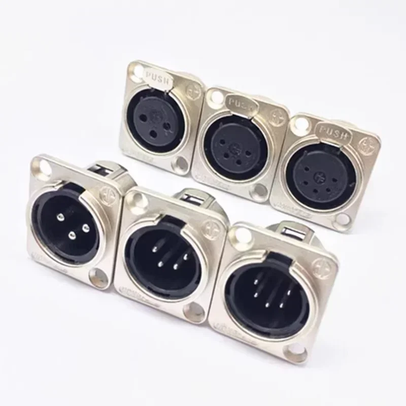 XLR Connector Set | 3/4/5 Pin Male & Female Plugs | Gold-Plated Copper Audio Sockets - Thumbnail 2