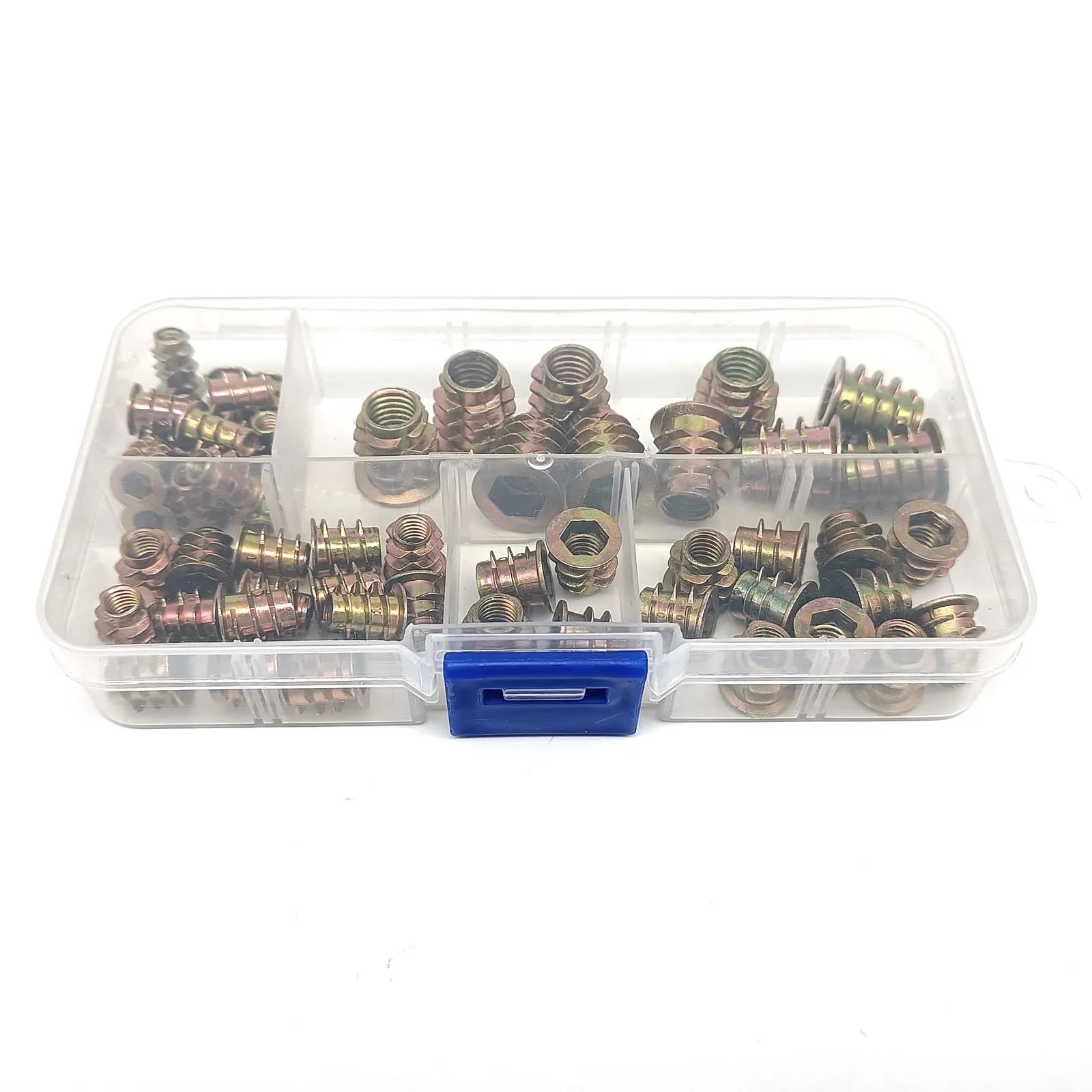 Furniture Insert Nut Set | 55pcs M4-M8 Hex Socket Head E-Nuts | Bed & Cabinet Thread Embedded Kit - Thumbnail 5
