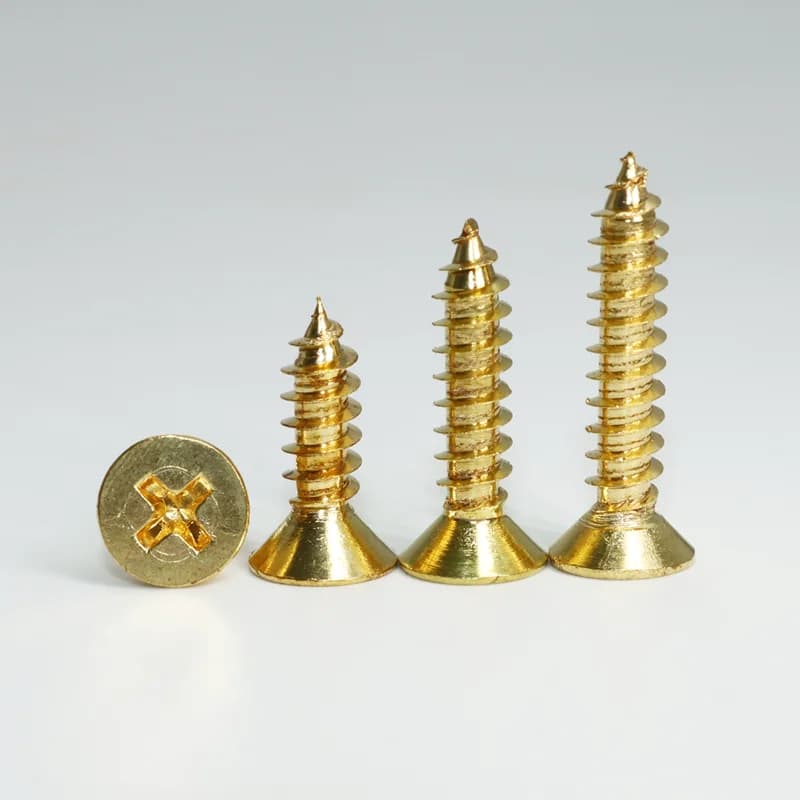 Brass Wood Screws | M2 M3 M4 M5 Self-Tapping | Cross Recessed Countersunk Flat Head - Thumbnail 4