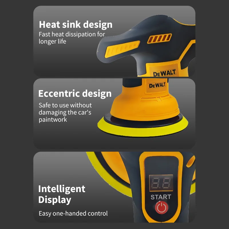 DeWalt 20V MAX Cordless Polisher | 8-Speed Digital Control | Professional-Grade Car Detailing Tool - Thumbnail 5