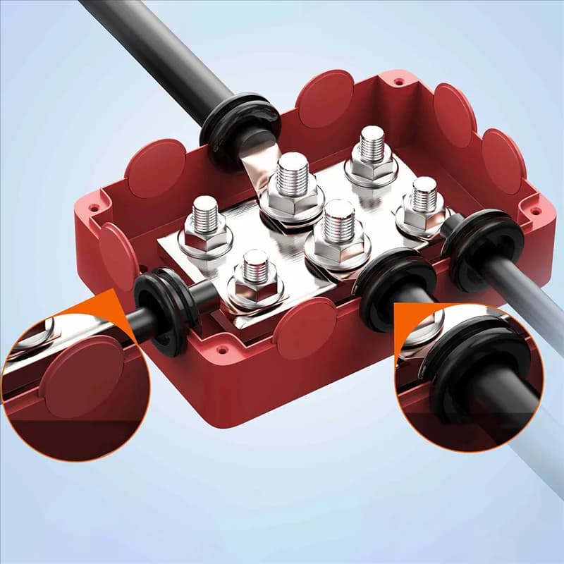 Marine Bus Bar | 48V High-Current Power Distribution Block | 6-Stud A45F-500A - Thumbnail 4