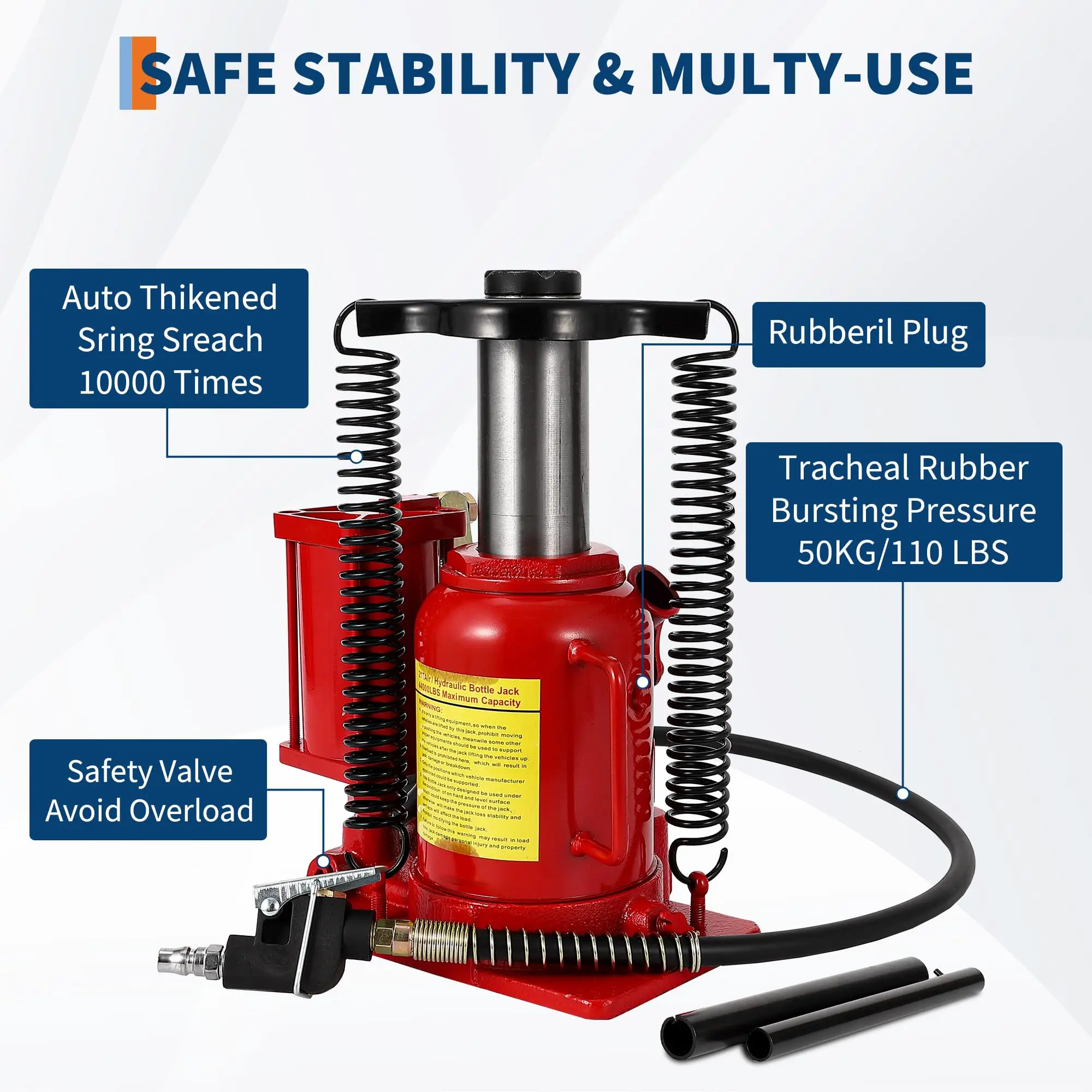Air-Powered Bottle Jack | 12-20 Ton Heavy-Duty Capacity | All-Welded Hydraulic Lift for Automotive & Industrial - Thumbnail 2