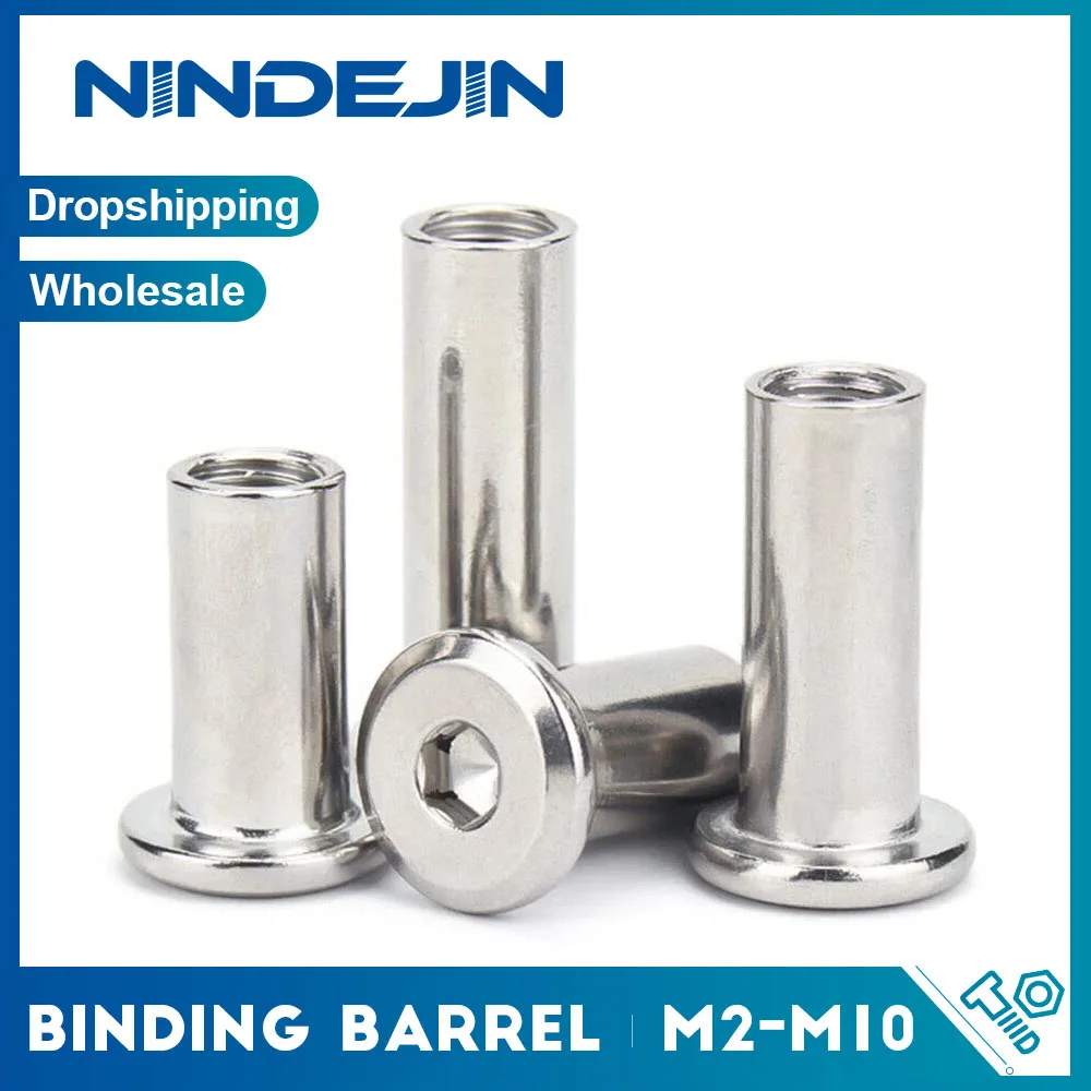 304 Stainless Steel Barrel Nuts | M2-M10 Hex Socket Insert | Furniture & TV Mount Fasteners - Thumbnail 2