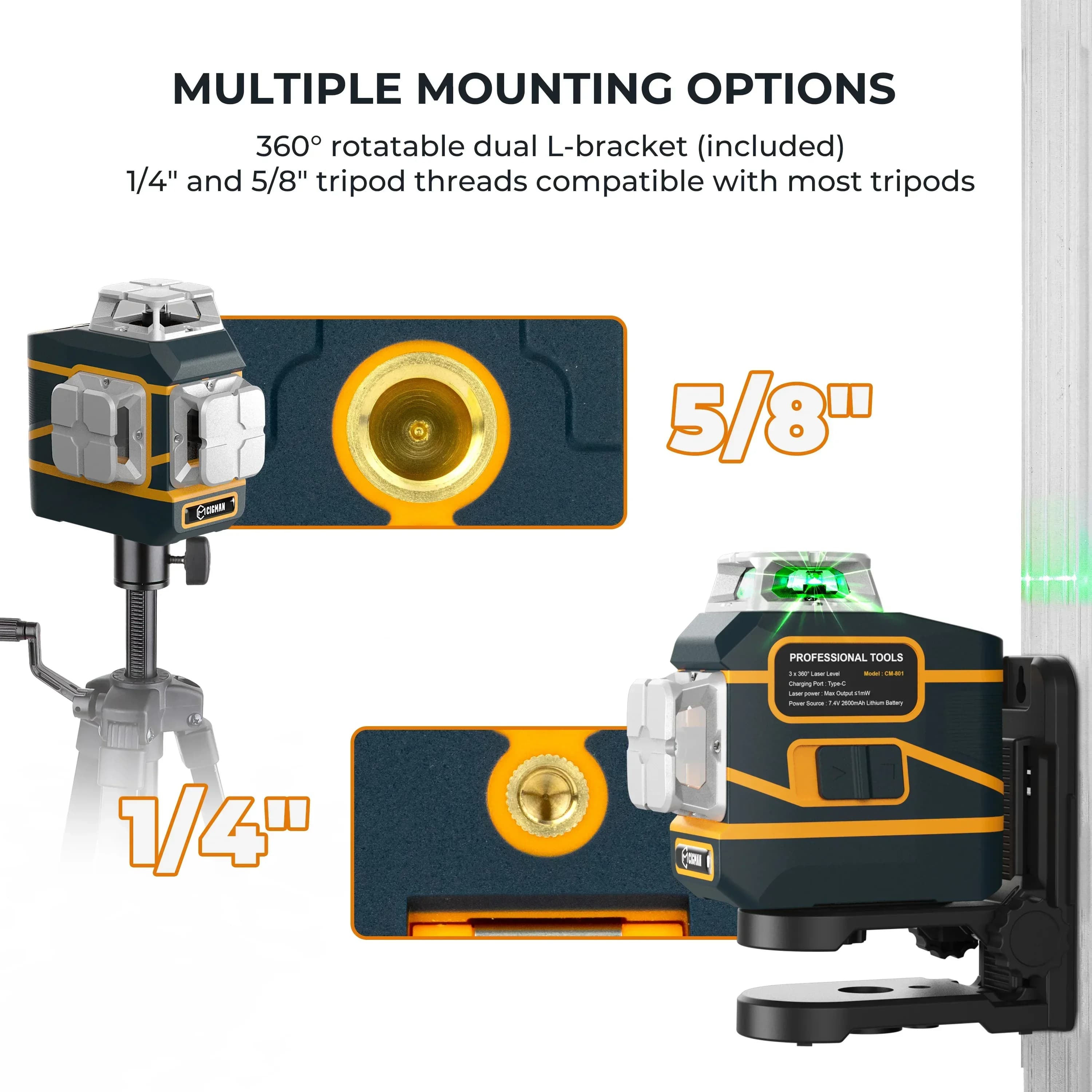 3D Laser Level | 12-Line Self-Leveling | Horizontal & Vertical Alignment - Thumbnail 3