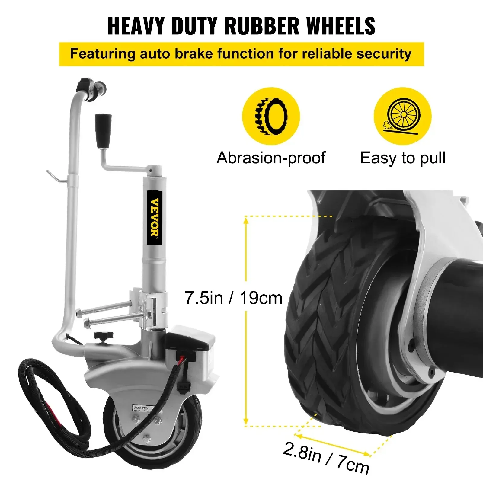 Heavy-Duty 350W Electric Trailer Mover | 12V Power | 5000 lb Capacity | Jockey Wheel Replacement - Thumbnail 6
