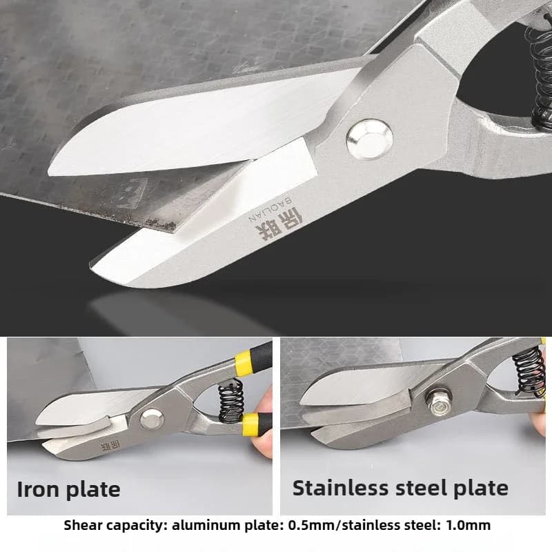 Heavy-Duty Aviation Snips | Stainless Steel Sheet Metal Shears | Precision Cutting Tool - Thumbnail 4