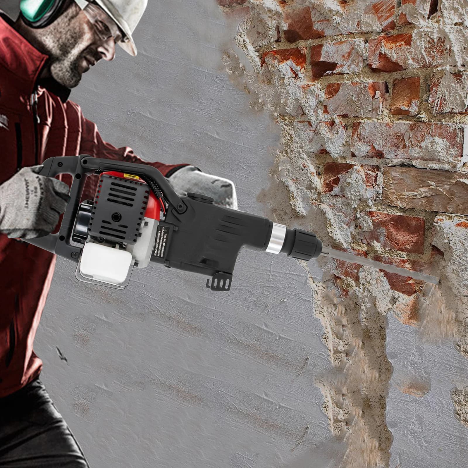 33cc Demolition Jackhammer | 2-Stroke Gas-Powered | Heavy-Duty Drilling & Crushing - Thumbnail 2