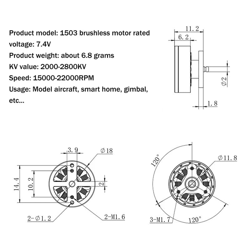 1503 Brushless Motor for RC Airplanes | High-Performance Electric Motor | 4-Axis Aircraft - Thumbnail 4