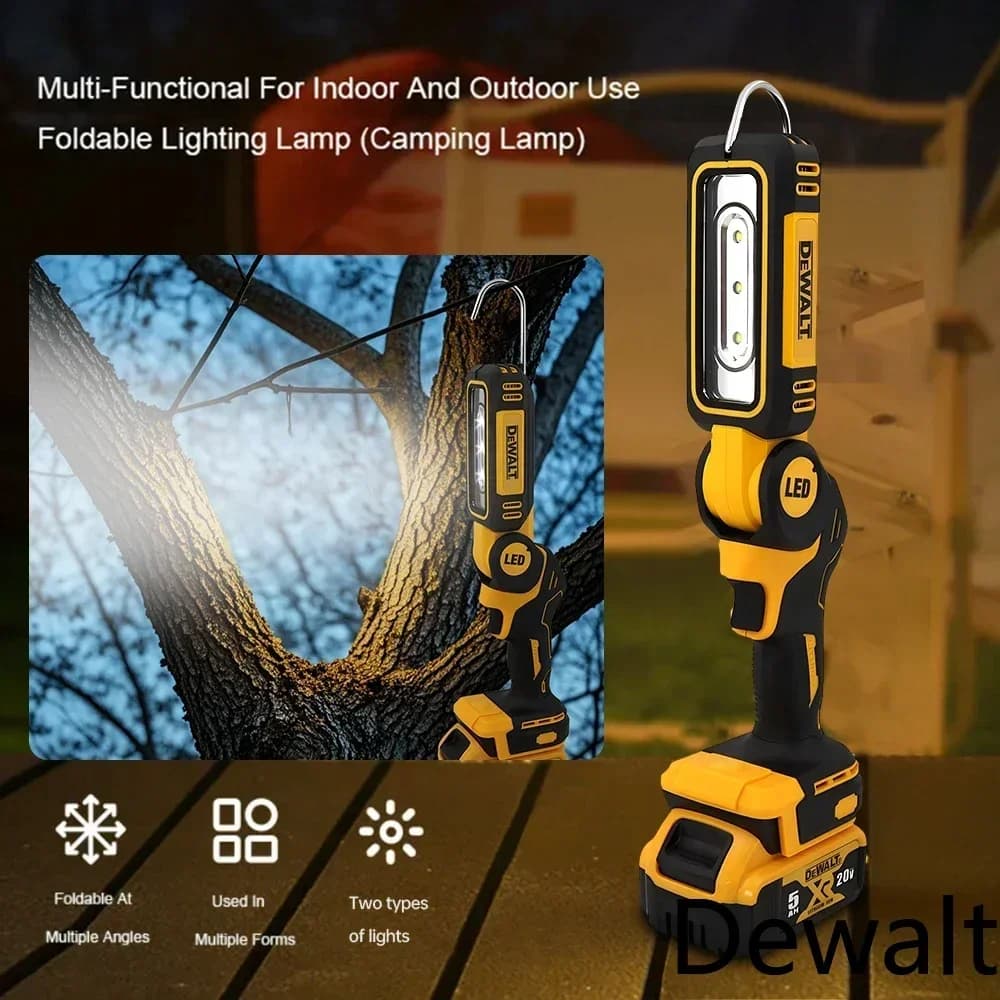 Dewalt 20V Lithium Battery 90 Degree Folding LED Work Light Handheld Multifunctional Portable Camping Torch for Outdoor Camping - Thumbnail 5