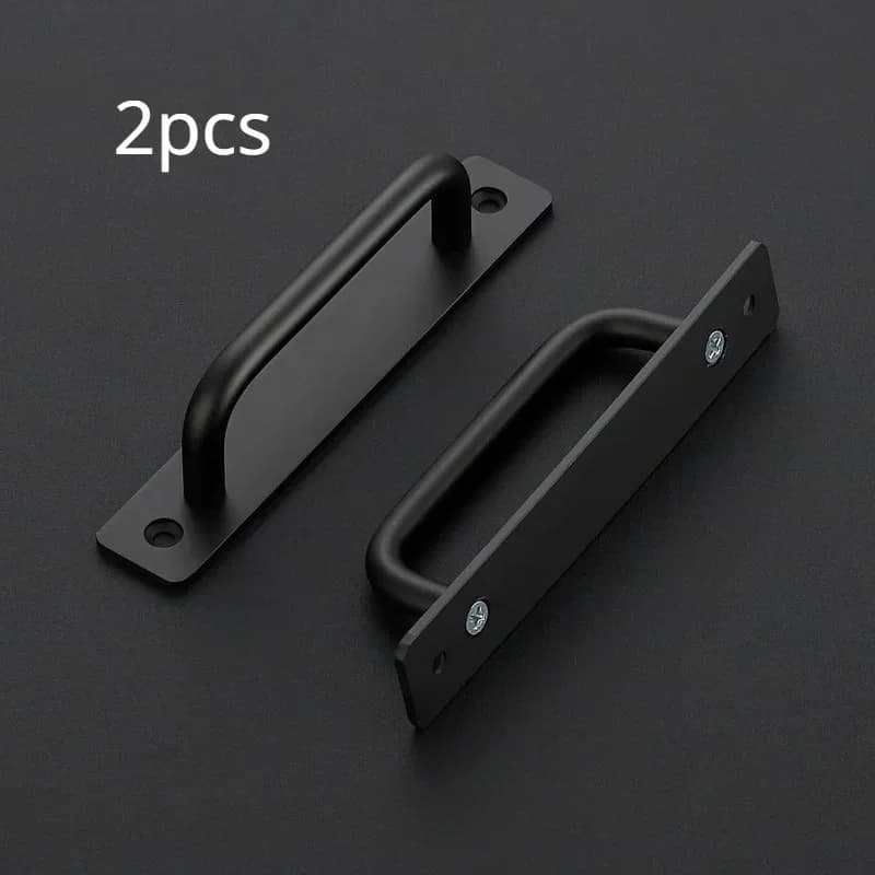 Door Handles | Black Aluminum Alloy Pulls with Plate | Sliding Cabinet & Door Hardware - Thumbnail 3